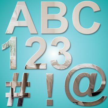 Alphabet Letter & Number (10cm) Mirrors (Arial bold)