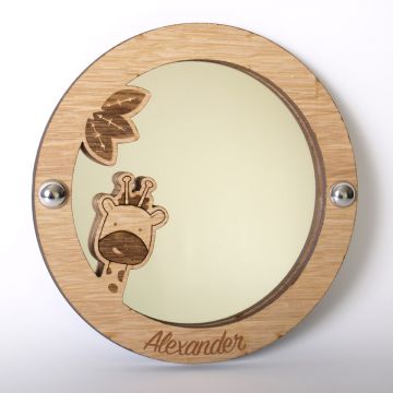 Personalised giraffe mirror (wood frame)