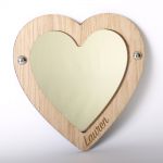 Personalised heart mirror (wood frame)